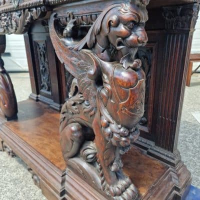 Antique Carved Wooden Sideboard, 19th Century. - Image 8