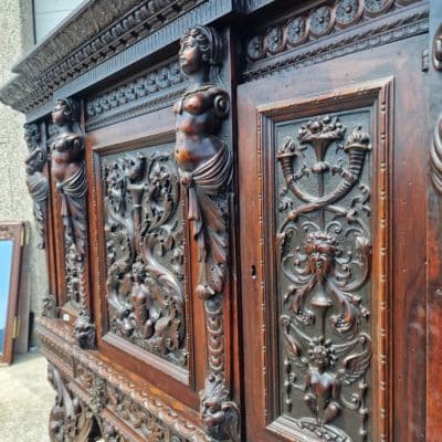 Antique Carved Wooden Sideboard, 19th Century. Antique Cabinets 14