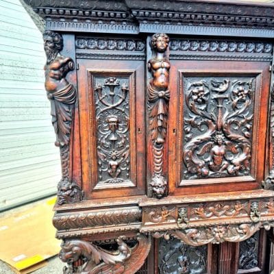 Antique Carved Wooden Sideboard, 19th Century. Antique Cabinets 17