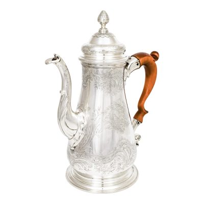 Antique 1740’s George II Rococo sterling silver rocaille coffeepot with aristocratic armorials antique silver coffee pot Antique Silver 10