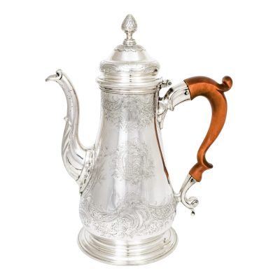 Antique 1740’s George II Rococo sterling silver rocaille coffeepot with aristocratic armorials antique silver coffee pot Antique Silver 11