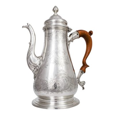 Antique 1740’s George II Rococo sterling silver rocaille coffeepot with aristocratic armorials antique silver coffee pot Antique Silver 13