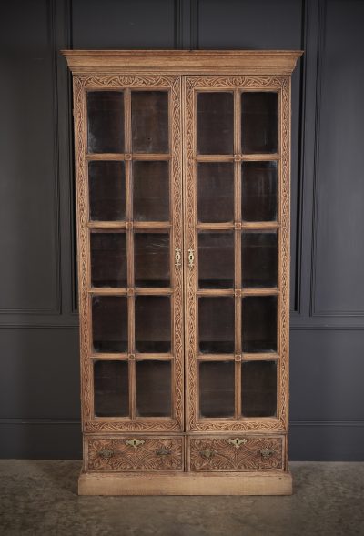 18th Century Carved Oak Glazed Bookcase bookcase Antique Bookcases 5