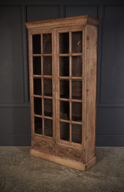 18th Century Carved Oak Glazed Bookcase bookcase Antique Bookcases 6