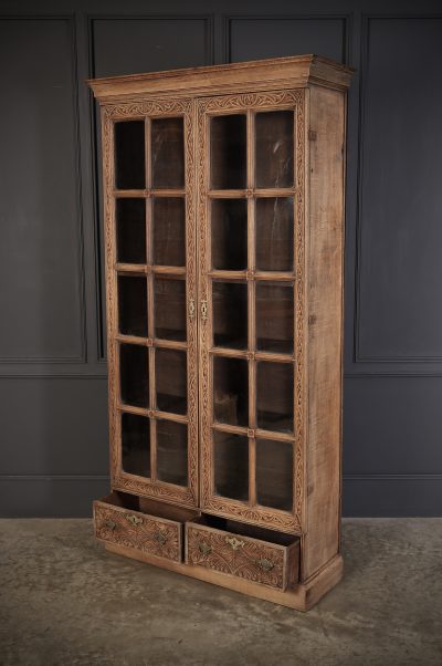 18th Century Carved Oak Glazed Bookcase bookcase Antique Bookcases 7