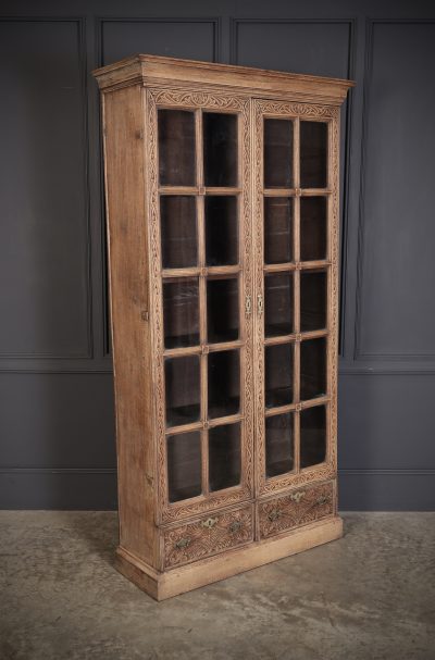 18th Century Carved Oak Glazed Bookcase bookcase Antique Bookcases 3