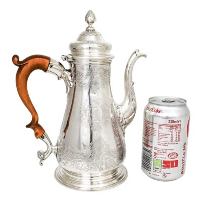 Antique 1740’s George II Rococo sterling silver rocaille coffeepot with aristocratic armorials antique silver coffee pot Antique Silver 26