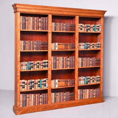 Fine Victorian Figured Satin Birch Tall Open Bookcase Antique Bookcases 3