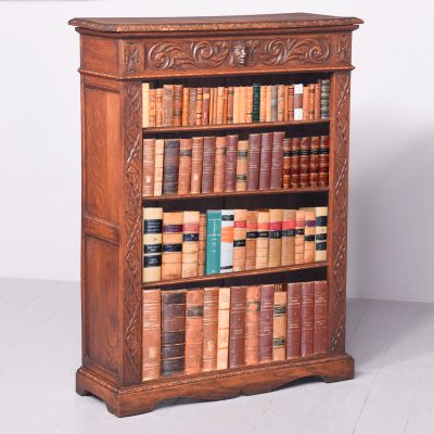 Carved Oak Open Bookcase