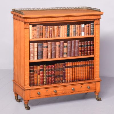 George IV Satinwood and Brass Mounted Open Bookcase Antique Bookcases 3