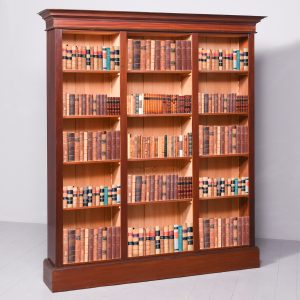 Large Mid-Victorian Mahogany Three-Section Open Bookcase Antique Bookcases