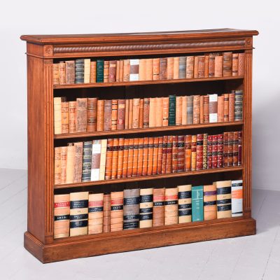 Late Victorian Walnut Open Bookcase with Adjustable Shelves open bookcase Antique Bookcases 3