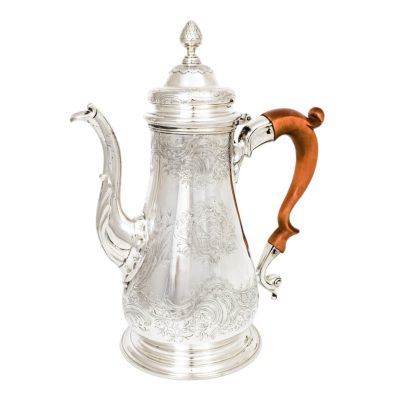 Antique 1740’s George II Rococo sterling silver rocaille coffeepot with aristocratic armorials antique silver coffee pot Antique Silver 3