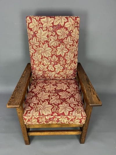 Arts & Crafts Oak Reclining Armchair - Image 5