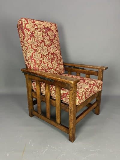 Arts & Crafts Oak Reclining Armchair - Image 4