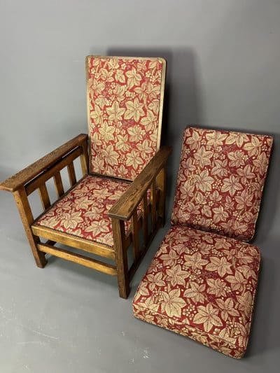 Arts & Crafts Oak Reclining Armchair - Image 6