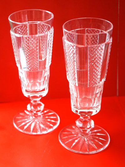 Vintage Set of Two Rare Waterford Hibernia Pattern Champagne Flutes