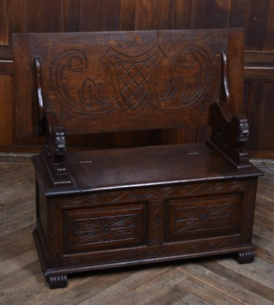 Edwardian Monk’s Bench/ Hall Seat/ Settle SAI3570 antique oak Antique Benches 4