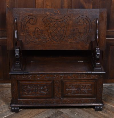 Edwardian Monk’s Bench/ Hall Seat/ Settle SAI3570 antique oak Antique Benches 3