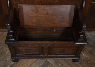 Edwardian Monk’s Bench/ Hall Seat/ Settle SAI3570 antique oak Antique Benches 9