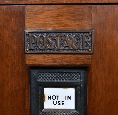 Vintage Mahogany Post Box And Stamp Vending Machine SAI3584 post box Miscellaneous 9