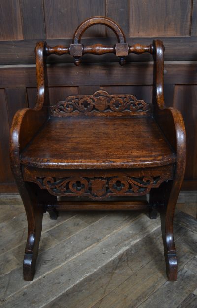 Pair Of Victorian Oak Hall Chairs SAI3554 Victorian chairs Antique Chairs 9