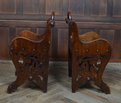 Pair Of Victorian Oak Hall Chairs SAI3554 Victorian chairs Antique Chairs 13