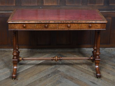 Victorian Walnut Writing Library Table SAI3560 A Victorian burr walnut kneehole desk Antique Tables 3