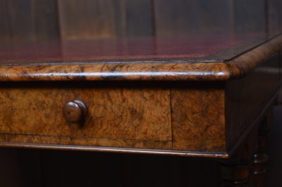 Victorian Walnut Writing Library Table SAI3560 A Victorian burr walnut kneehole desk Antique Tables 8