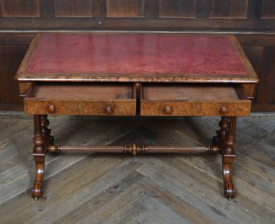 Victorian Walnut Writing Library Table SAI3560 A Victorian burr walnut kneehole desk Antique Tables 11