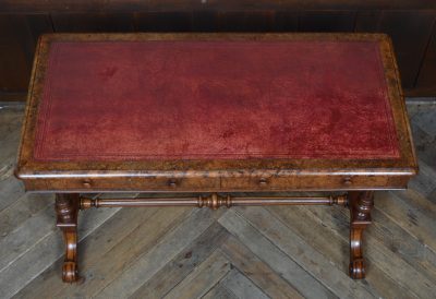 Victorian Walnut Writing Library Table SAI3560 A Victorian burr walnut kneehole desk Antique Tables 12