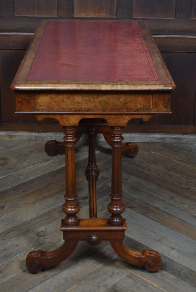 Victorian Walnut Writing Library Table SAI3560 A Victorian burr walnut kneehole desk Antique Tables 13