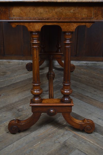 Victorian Walnut Writing Library Table SAI3560 A Victorian burr walnut kneehole desk Antique Tables 14