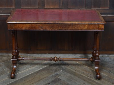 Victorian Walnut Writing Library Table SAI3560 A Victorian burr walnut kneehole desk Antique Tables 15