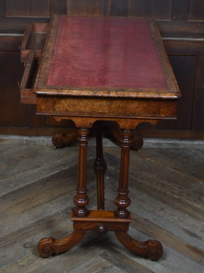 Victorian Walnut Writing Library Table SAI3560 A Victorian burr walnut kneehole desk Antique Tables 16