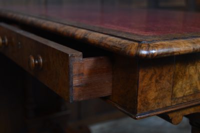 Victorian Walnut Writing Library Table SAI3560 A Victorian burr walnut kneehole desk Antique Tables 17