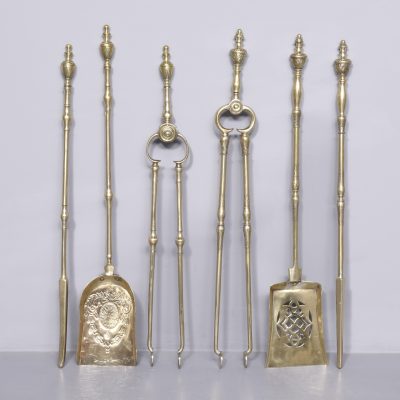 Set of Georgian Brass Fire Irons Antique Metals 3