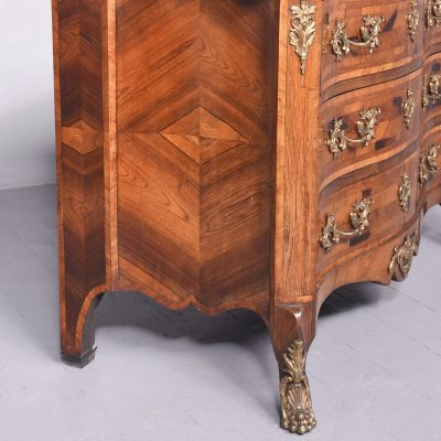 Exceptional French Marble-Top Serpentine-Front Inlaid Rosewood Commode commode Antique Chests 6