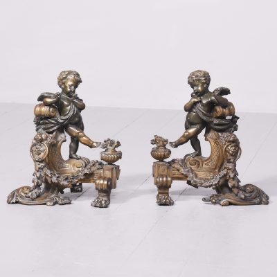 Pair of Bronze and Ormolu Mounted Chenets Antique Metals 3