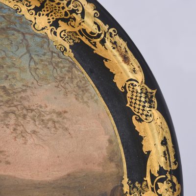 Victorian Oval Hand-Painted Paper Mâché Tray with an Ebonized and Gold Leaf Border Antique Collectibles 6