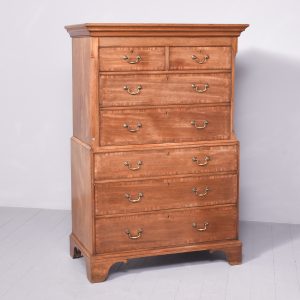 Fine Quality George III Crossbanded Mahogany Chest on Chest Antique Chest Of Drawers