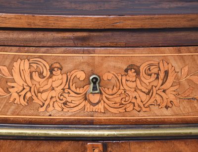 Dutch Marquetry Bow Fronted Commode - Image 8