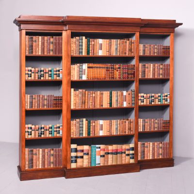 Tall, Mid-Victorian Breakfront Mahogany Three-Section, Open Bookcase