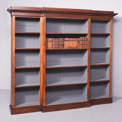 Tall, Mid-Victorian Breakfront Mahogany Three-Section, Open Bookcase - Image 9