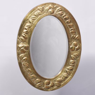 Oval Art Nouveau Brass Mirror Antique Mirrors 3