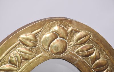 Oval Art Nouveau Brass Mirror - Image 2