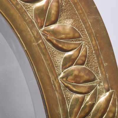 Oval Art Nouveau Brass Mirror - Image 3