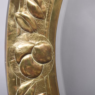 Oval Art Nouveau Brass Mirror - Image 4