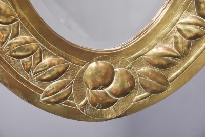 Oval Art Nouveau Brass Mirror - Image 5