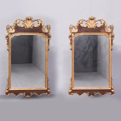 Pair of George II style Walnut and Gilded Mirrors Antique Mirrors 3